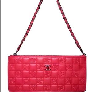 Vintage Chanel Mini Or Wristlet Bright Coral
